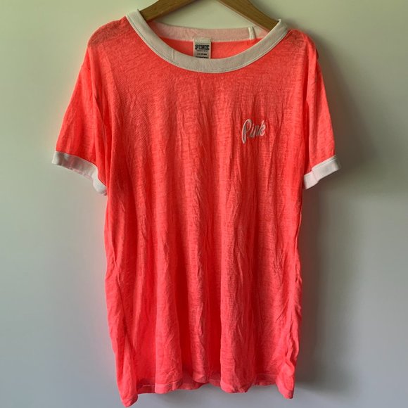 VS PINK Pink Logo Ringer T-Shirt - Picture 1 of 3
